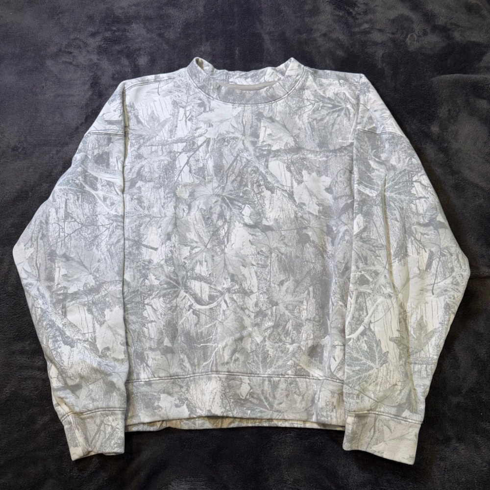Hollister Boxy Fit Sweatshirt Mens Medium Grey White Camo RealTree Pullover